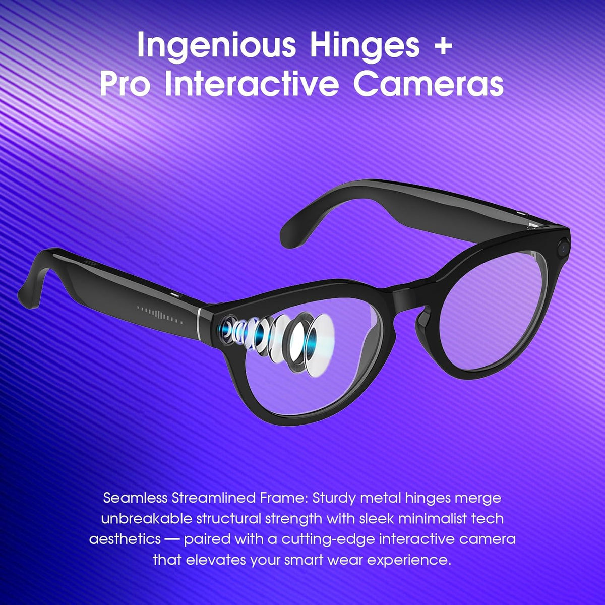 AI Smart Glasses with Camera 4K, 8MP HD Recording Glasses with Open-Ear Sound, Real-Time Translation, Smart Wearable Tech & AI Assistant, Video Recording Glasses with Bluetooth for Life & Travel