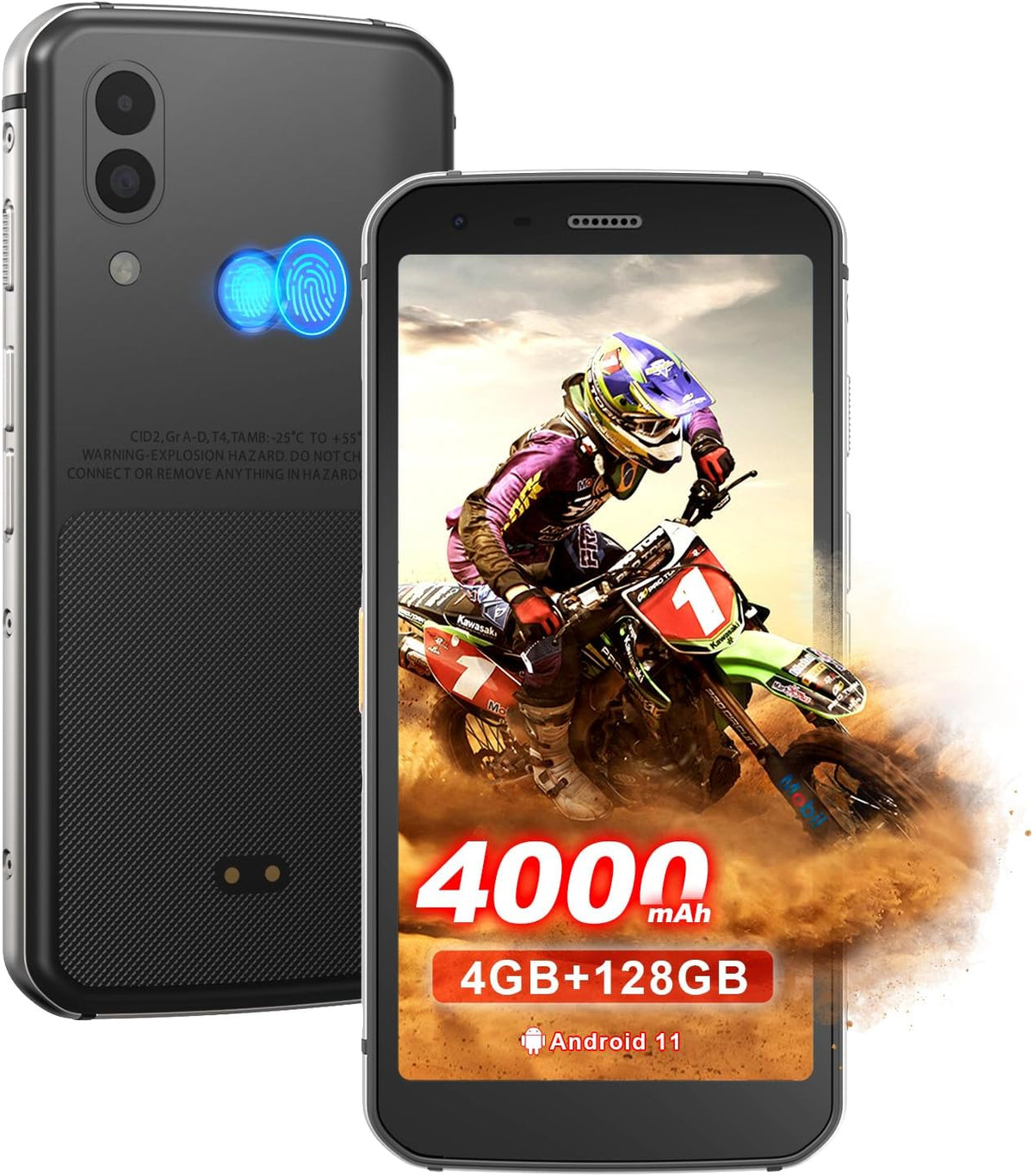 Unifone S62 Unlocked Rugged Cell Phone (128GB, 4GB) 5.7" IP68 Waterproof Android Smartphone, 12MP Dual Camera, All Day Battery, NFC, Fingerprint Unlock, Snapdragon 660 Nano Slot(Black)