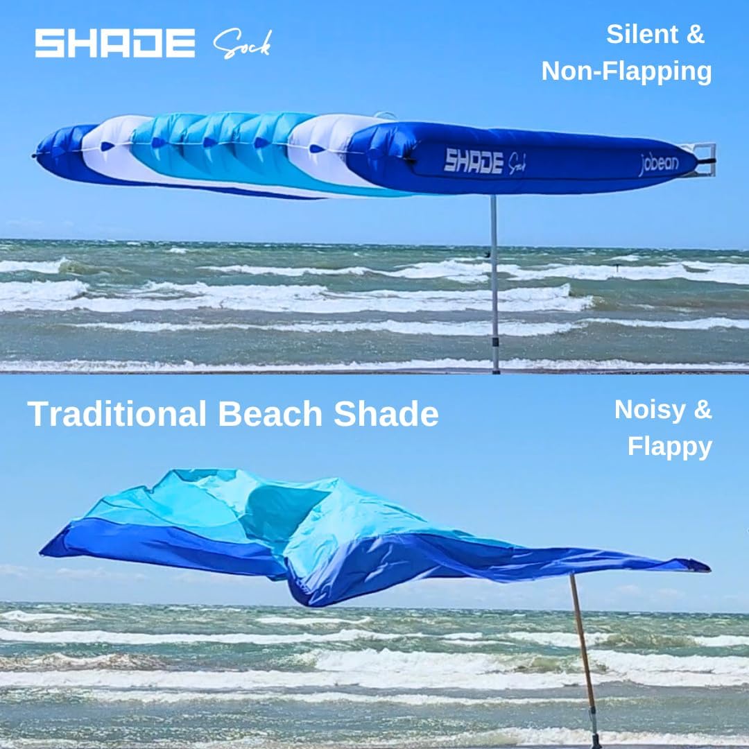 ShadeSock – The Ultimate Wind-Inflating Beach Shade – Silent, Non-Flapping Design, 8x10ft Auto-Directing Canopy – Light-Weight and Portable – Easy 2 Minute Set-Up