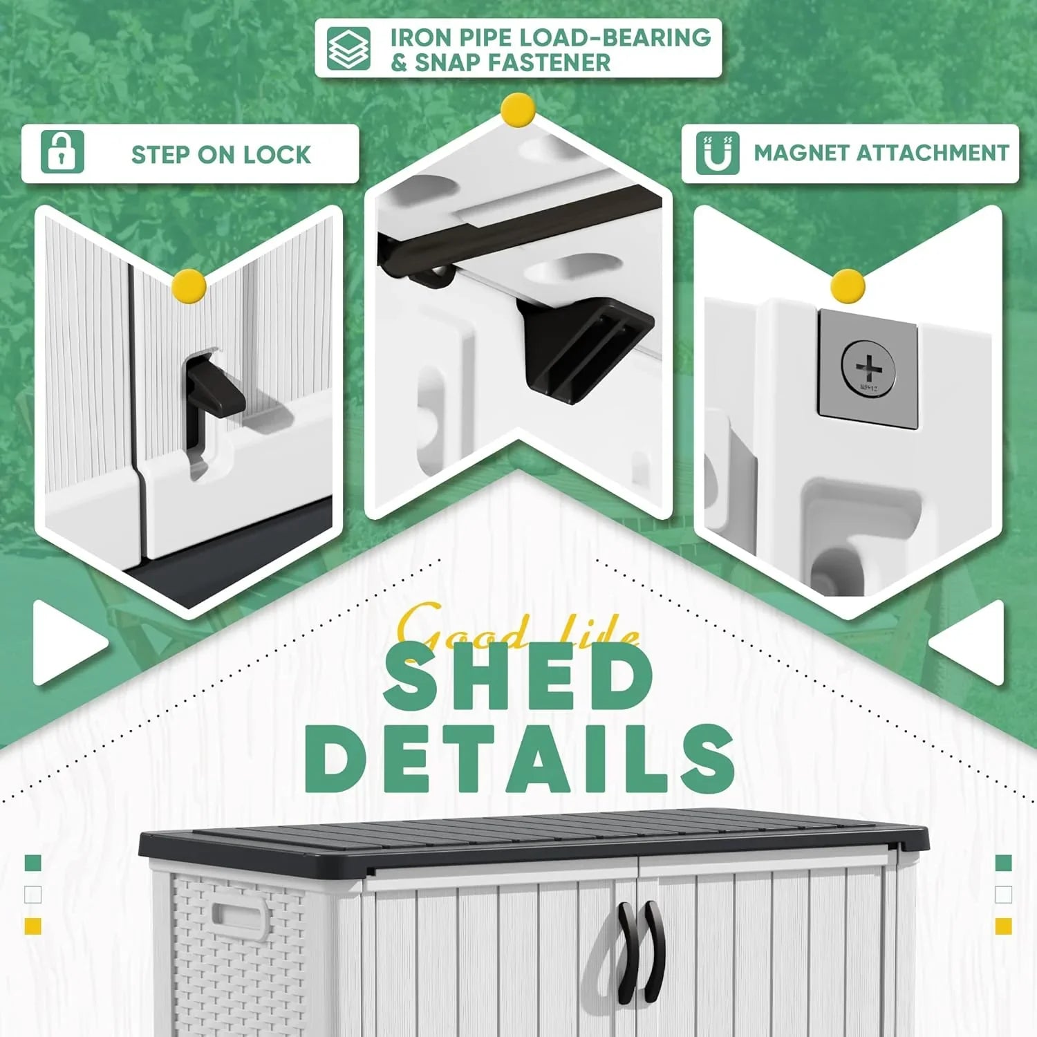 Devoko Outdoor Storage Cabinet 26 Cu Ft with Lockable Doors, Horizontal Storage Shed Waterproof Patio Tools Storage Box for Sofa Cushions, Gardening Tools and Accessories (White)