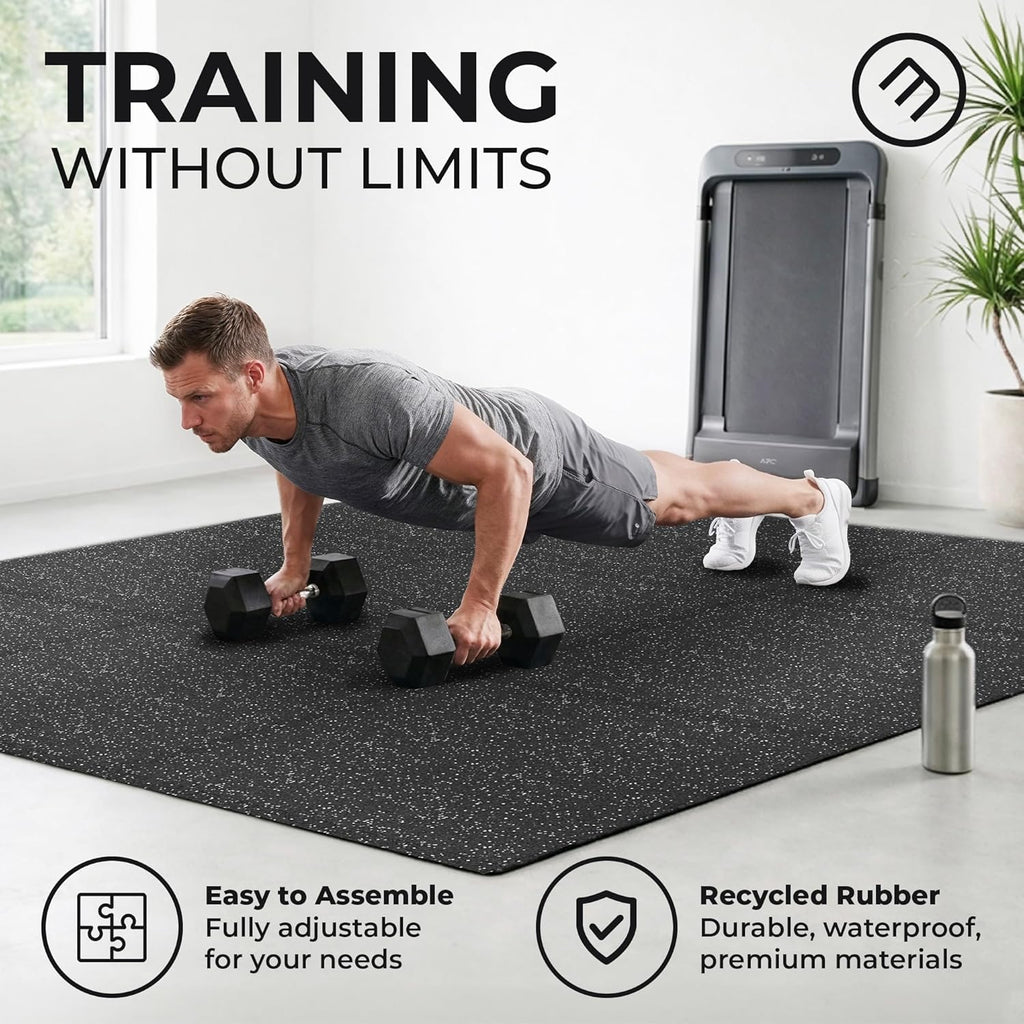 bemaxx Gym Mats Set - 48 pcs EVA Interlocking Foam Floor Tiles (24.4"x24.4"x0.4") 192 sqft Protective Gym Flooring Sports Home Workout Exercise Mats Puzzle Garage Fitness Play-Room Pool Treadmill Bike