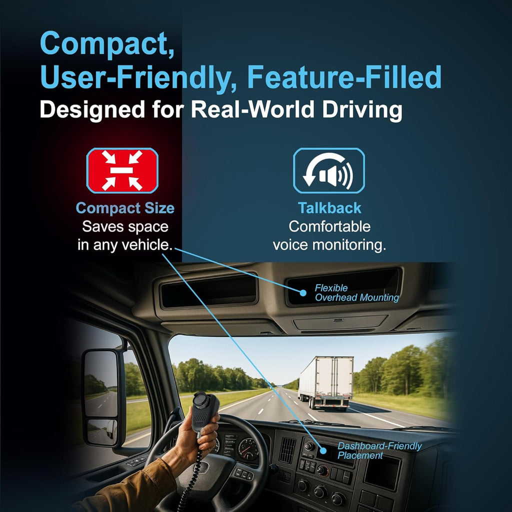 Texas Ranger TRE-2619 CB Mobile Radio 40 Channel AM TwoWay Radio Compact Trucker Design SRA-198NC Dynamic Noise Cancelling Mic Built-in SWR Bridge Talkback Hi/Lo Switch Variable Dimmer NB/ANL Filters