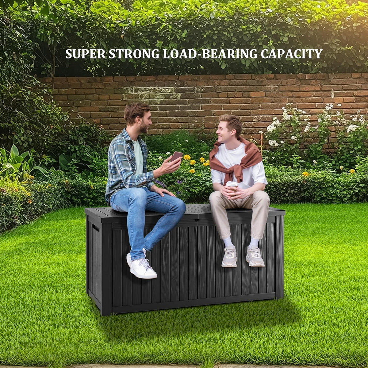 TARKARI 270 Gallon Resin Deck Box, Waterproof Outdoor Storage Box, Lockable for Patio Furniture, Garden Tools, Pool Accessories, UV-Resistant for All Weather Use, Black