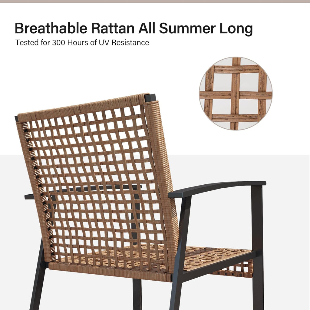 LAUSAINT HOME Outdoor Patio Loveseat with Coffee Table Set of 2, 2 Pieces Comfortable Oversized Wicker Furniture Conversation Set, Rattan Bistro Set for Backyard, Porch, Garden and Poolside, Beige