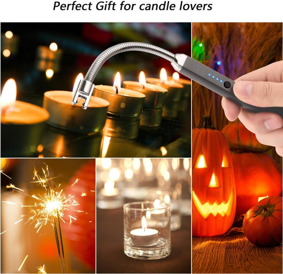 MEIRUBY 2 Pack Electric Candle Lighter, Birthday Christmas Stocking Stuffers Gifts for Women Mom Men Wife Sister, USB Arc Rechargeable Windproof Long Lighter for Candle BBQ Housewarming Gift Idals