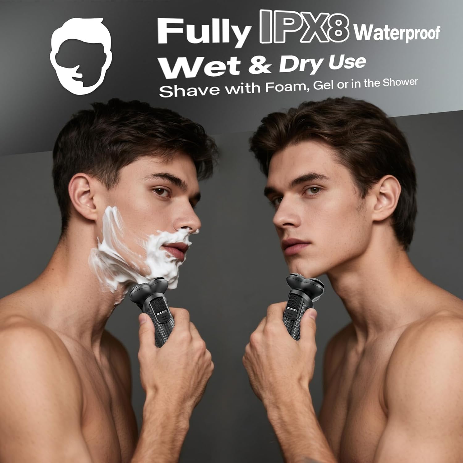 Electric Razor for Men, 3D Flex Blades with Pop-Up Trimmer, IPX8 Waterproof, Type-C Quick Charge, LED Display, Travel Lock, Wet & Dry Shave, Sleek Gunmetal