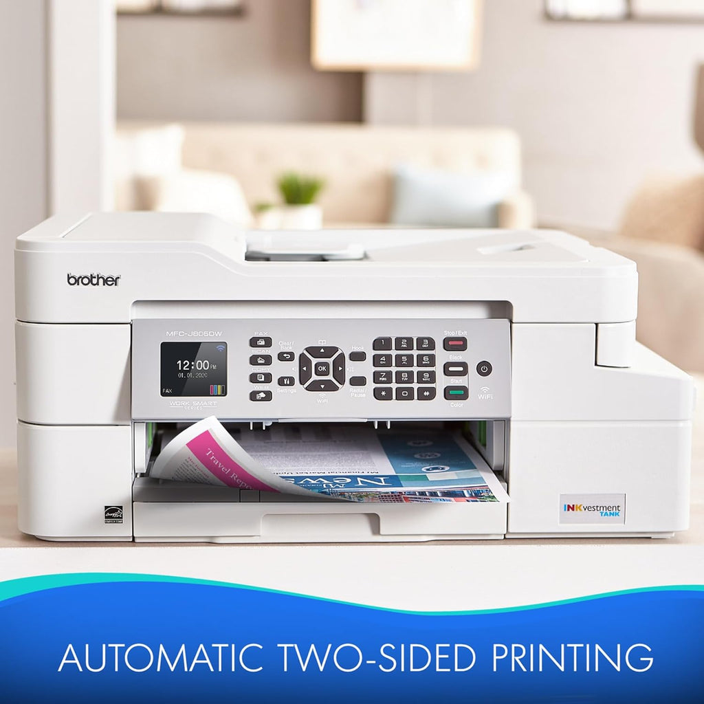 Brother MFC-J805DW INKvestmentTank Color Inkjet All-in-One Printer with Mobile Device and Duplex Printing with Up to 1-Year of Ink in-Box, White, One Size, Amazon Dash Replenishment Ready