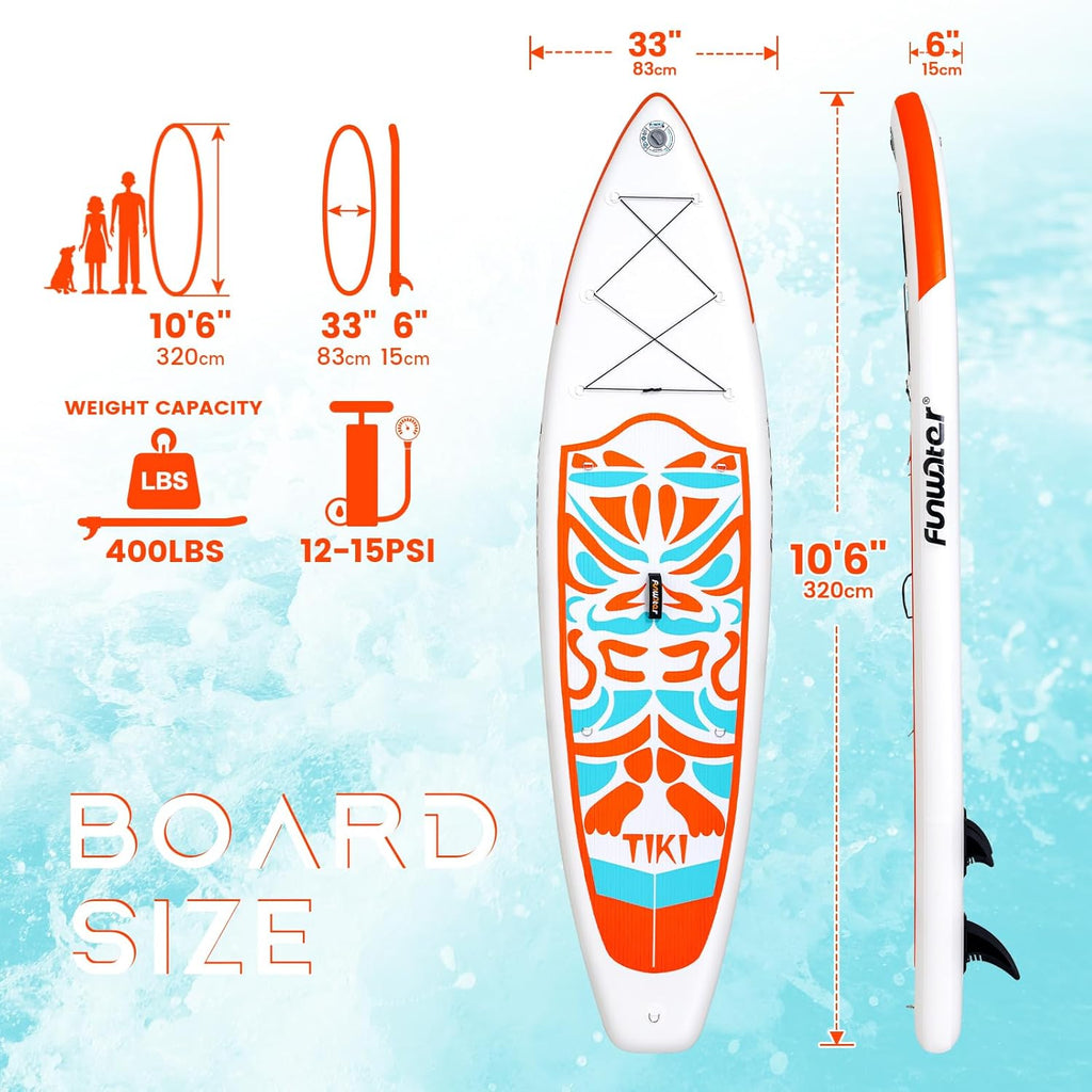 FunWater Inflatable Ultra-Light Stand Up Paddle Board for All Skill Levels with Premium SUP Paddleboard Accessories,Non-Slip Comfort Deck for Youth & Adults