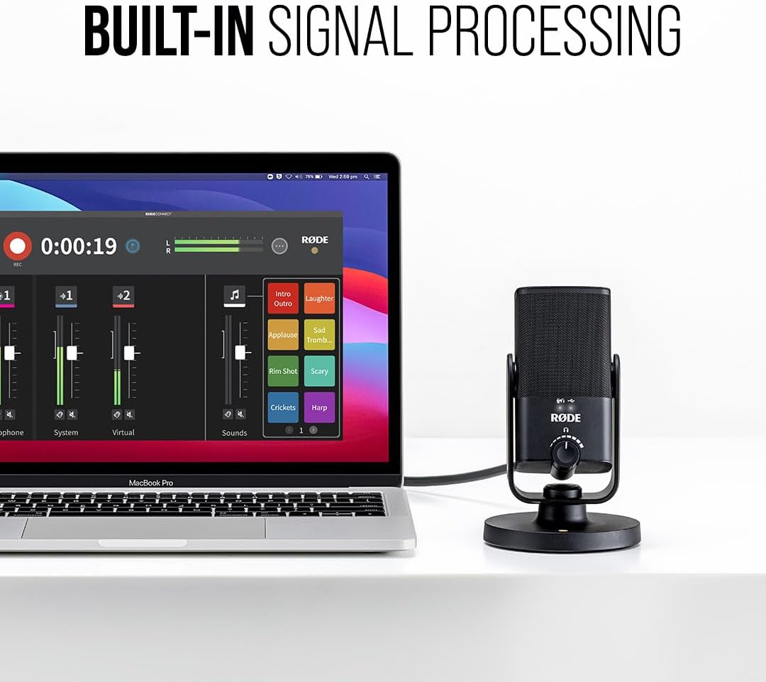 RØDE NT-USB Mini Versatile Studio-quality Condenser USB Microphone with Free Software for Podcasting, Streaming, Gaming, Music Production, Vocal and Instrument Recording,Black
