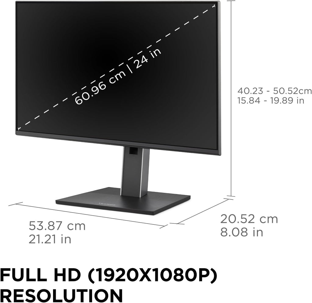 ViewSonic VG2458 24 Inch 1080p IPS Docking Monitor with Advanced Ergonomics, 100W USB C, 5-Port USB Hub, HDMI, DisplayPort, and Daisy Chain for Home and Office (Renewed)