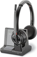 Plantronics - Savi 8220 Office Wireless DECT Headset (Poly) - Dual Ear (Stereo) - Compatible to connect to PC/Mac or to Cell Phone via Bluetooth - Works with Teams (Certified), Zoom,Black