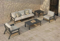 7 Piece Patio Conversation Sets, Outdoor Couch with Washable Thick Beige Cushions, HDPE Patio Furniture Set, Outdoor Sectional Furniture for Backyard, Deck, Lawn, Porch (Grey Frame)