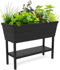Keter Urban Bloomer 12.7 Gallon Raised Garden Bed and Outdoor Herb Garden Planter with Self Watering Gauge and Drainage Plug, Dark Grey