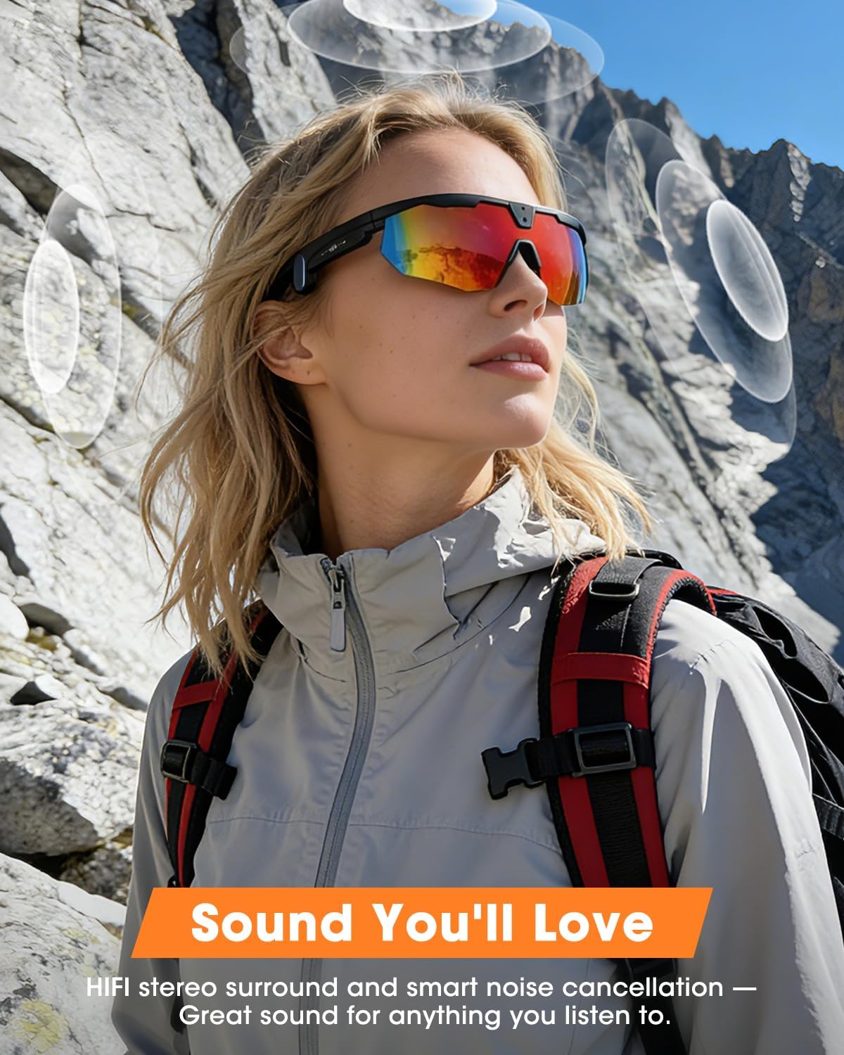 Mingtawn Smart Glasses with 4K HD Anti-Shake Camera & 3D Stereo Speakers | Polarized UV400 Sports Sunglasses | Bluetooth AI Glasses for Outdoor Video, Photos & Music | HiFi Audio Action Camera (Black)