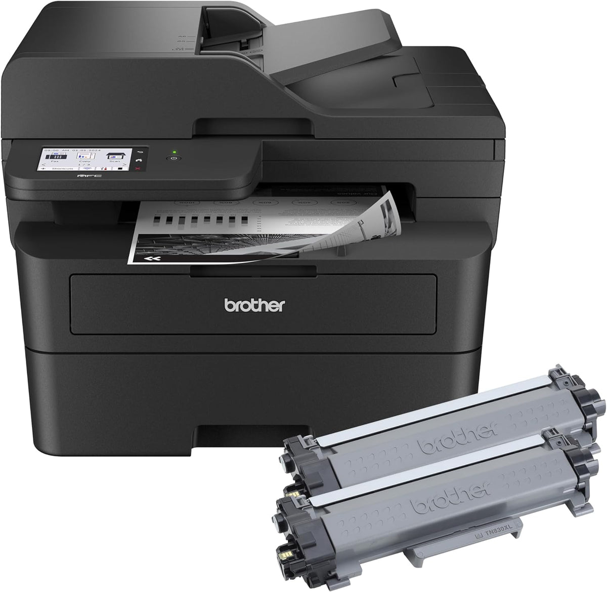 Brother MFC-L2900DW XL Wireless Compact Monochrome All-in-One Laser Printer with Duplex Copy & Scan, Fax, Black & White | Up to 4,200 Pages of Toner Included(1), Amazon Dash Replenishment Ready