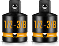 2-Pack 1/2" Female to 3/8" Male Impact Socket Adapters, with Paint-Filled Markings, CR-MO Steel, for Impact Wrench Conversions