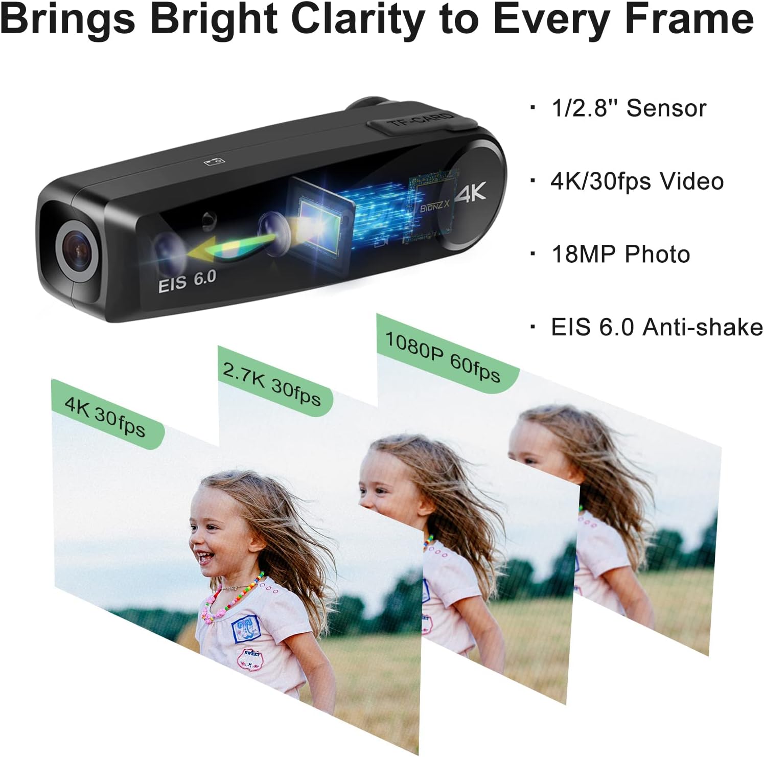ORDRO EP6 Plus 4K Video Camcorder Wearable Vlog Camera, Vlog Video Camera UHD 1080P 60FPS Hands-Free Head Mounted Camera with EIS 6.0 Anti-Shake, 32G Micro Memory Card, Smart Remote