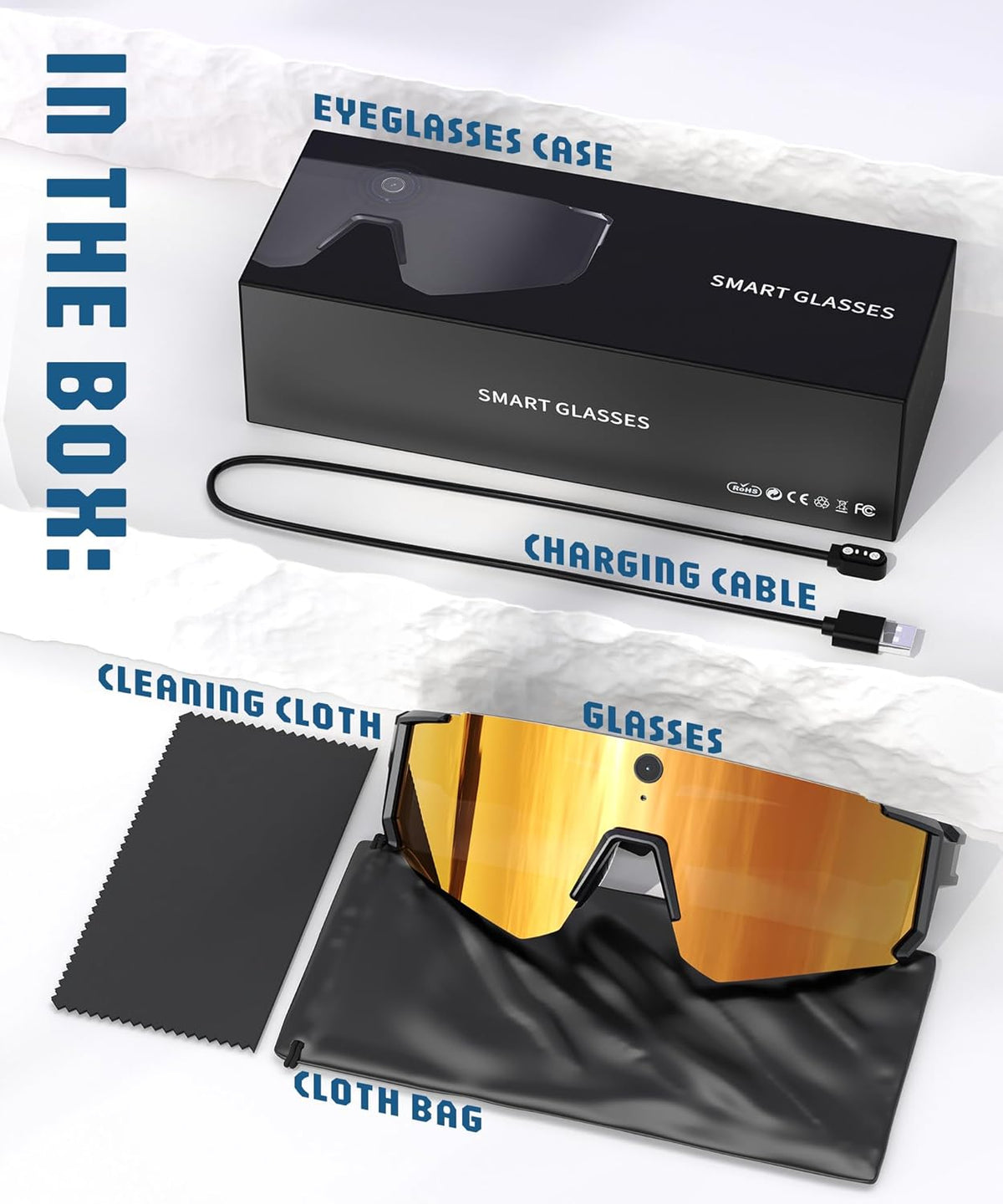 V06 Smart Glasses for Men, Sport AI Camera with EIS+Gyro Stabilization, Polarized Lenses for Cycling, Dual-Mic Noise Cancelling, IP66 Weatherproof, 4GB RAM, AI Glasses with Chat GPT