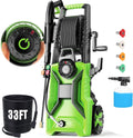 Pressure Washer 5000 PSI Adjustable Pressure, Power Wahser Powered with 33ft Pressure Hose, 4 Nozzles and 500ml Foam Cannon, Cleaner Machine for Home, Car, Green