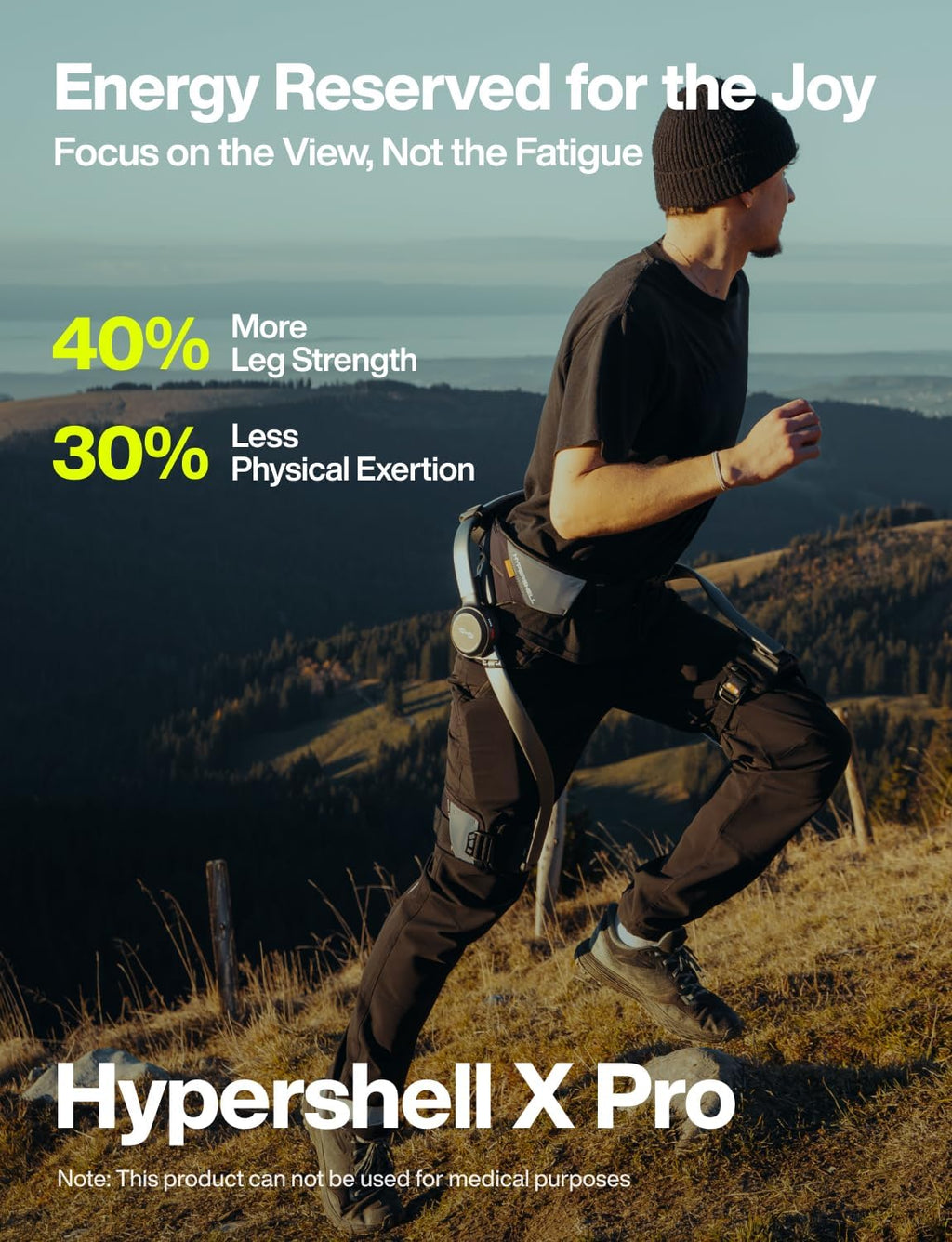 Hypershell X Pro Exoskeleton, Leg Strength with 800W Output, 17.5km Battery Range, 10 Intelligent Modes, AI-Powered Wearable Exoskeleton for Daily Activities, Walking, Hiking, 2 Batteries, No Charger