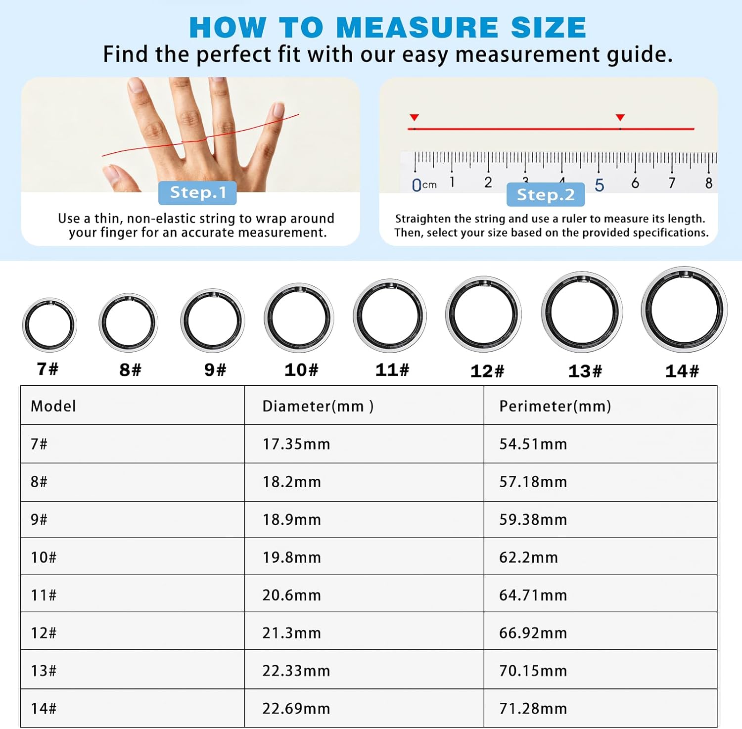 Smart Ring for Women Men, Activity Tracker, SpO2, Heart Rate Monitor, Sleep Monitoring, IP68 Waterproof Fitness Ring for iOS & Android (Silver 13)