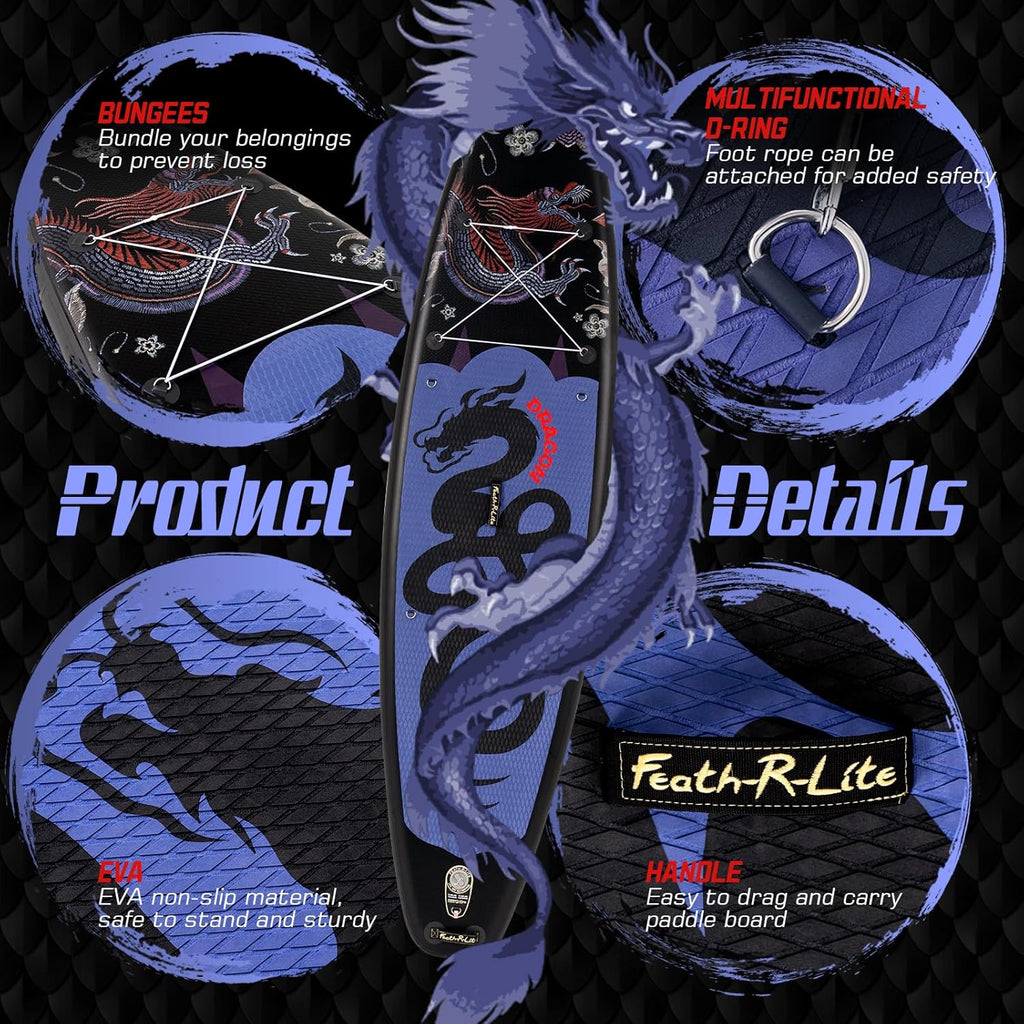 FEATH-R-LITE Inflatable Ultra-Light 10'×30''/10'6''×33'' Stand Up Paddle Board for All Skill Levels with Premium SUP Paddleboard Accessories,Non-Slip Comfort Deck for Youth & Adults
