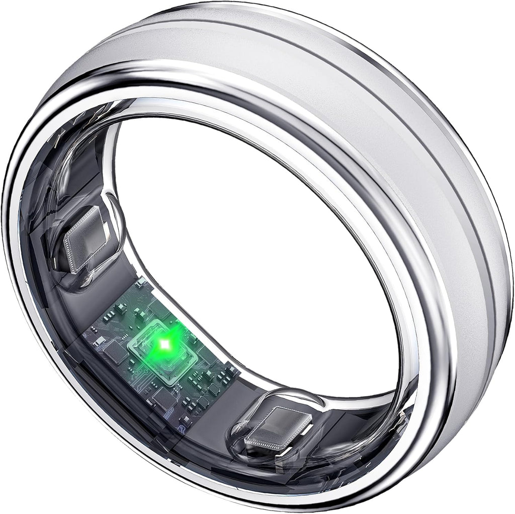 Smart Ring for Women Men, Minimalist Health Ring with Heart Rate, Step Counting, Calories, 5ATM Waterproof Smart Rings for iPhone and Android, No Subscription(Silver 7)