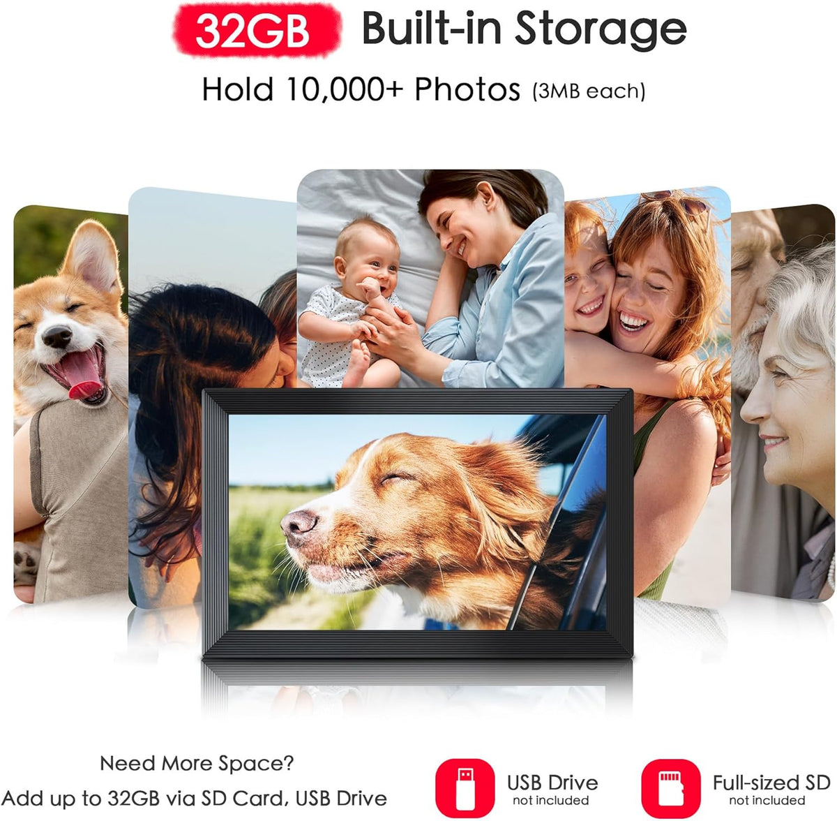 Digital Picture Frame, Frameo 15.6 inch Large Digital Photo Frame WiFi, 1920 * 1080 IPS FHD Touchscreen, 32GB Storage, Instant Share Photo Video, Gift for Mom