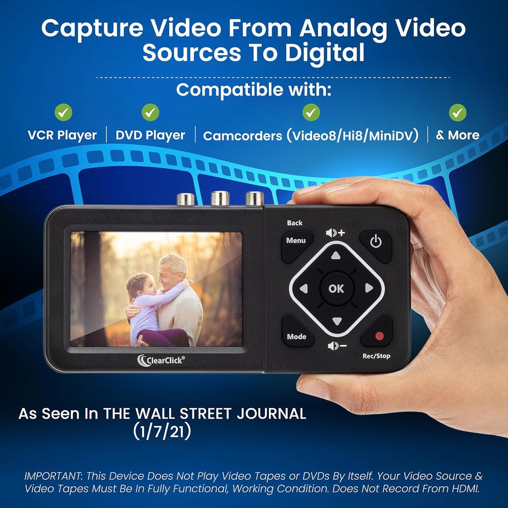 ClearClick Video to Digital Converter 2.0 (Second Generation) - Record Video from VCR's, VHS Tapes, AV, RCA, Hi8, Camcorder, DVD, Gaming Systems Requires Working VCR/Camcorder & Tapes