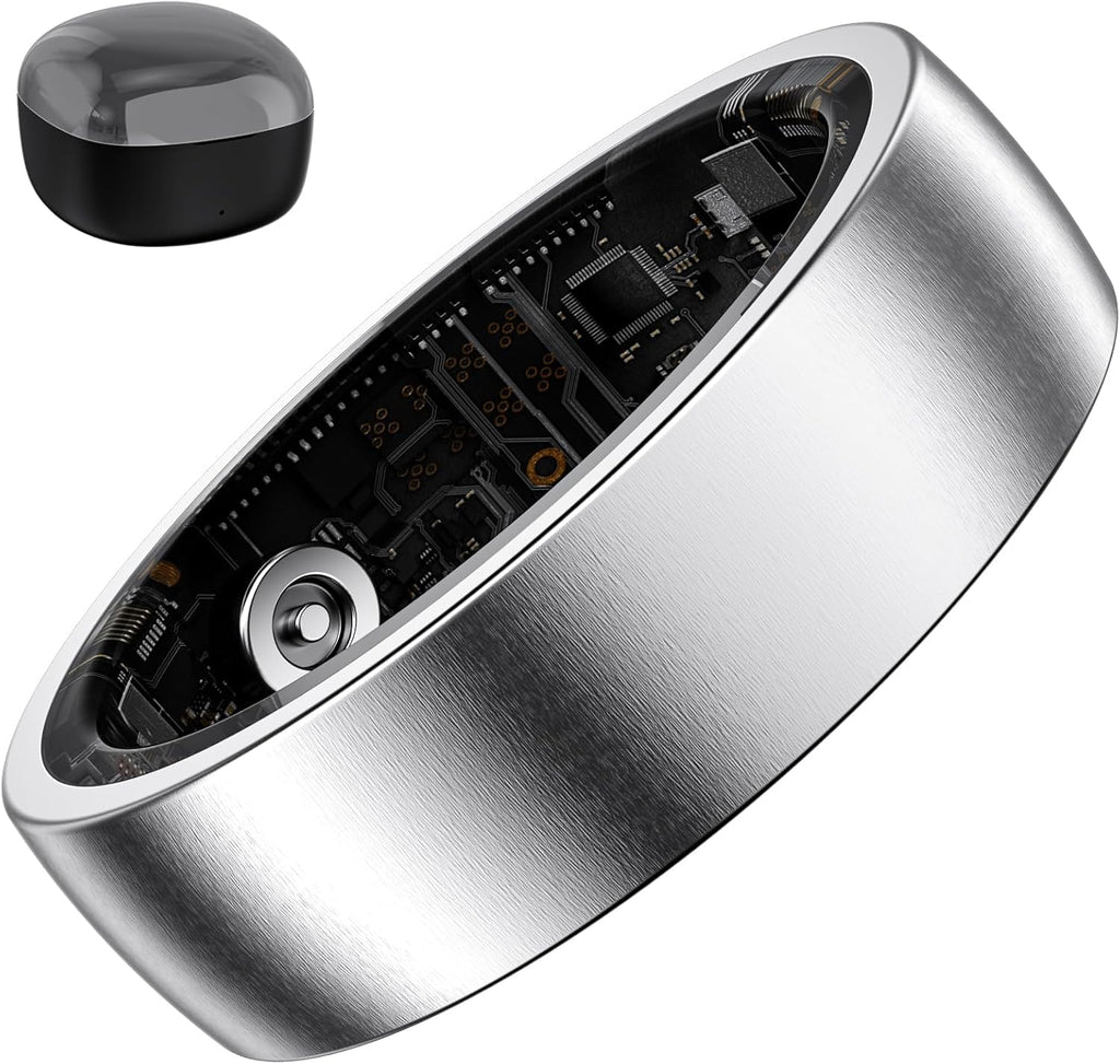 Smart Ring for Women Men, Activity Tracker, SpO2, Heart Rate Monitor, Sleep Monitoring, IP68 Waterproof Fitness Ring for iOS & Android (Silver 13)