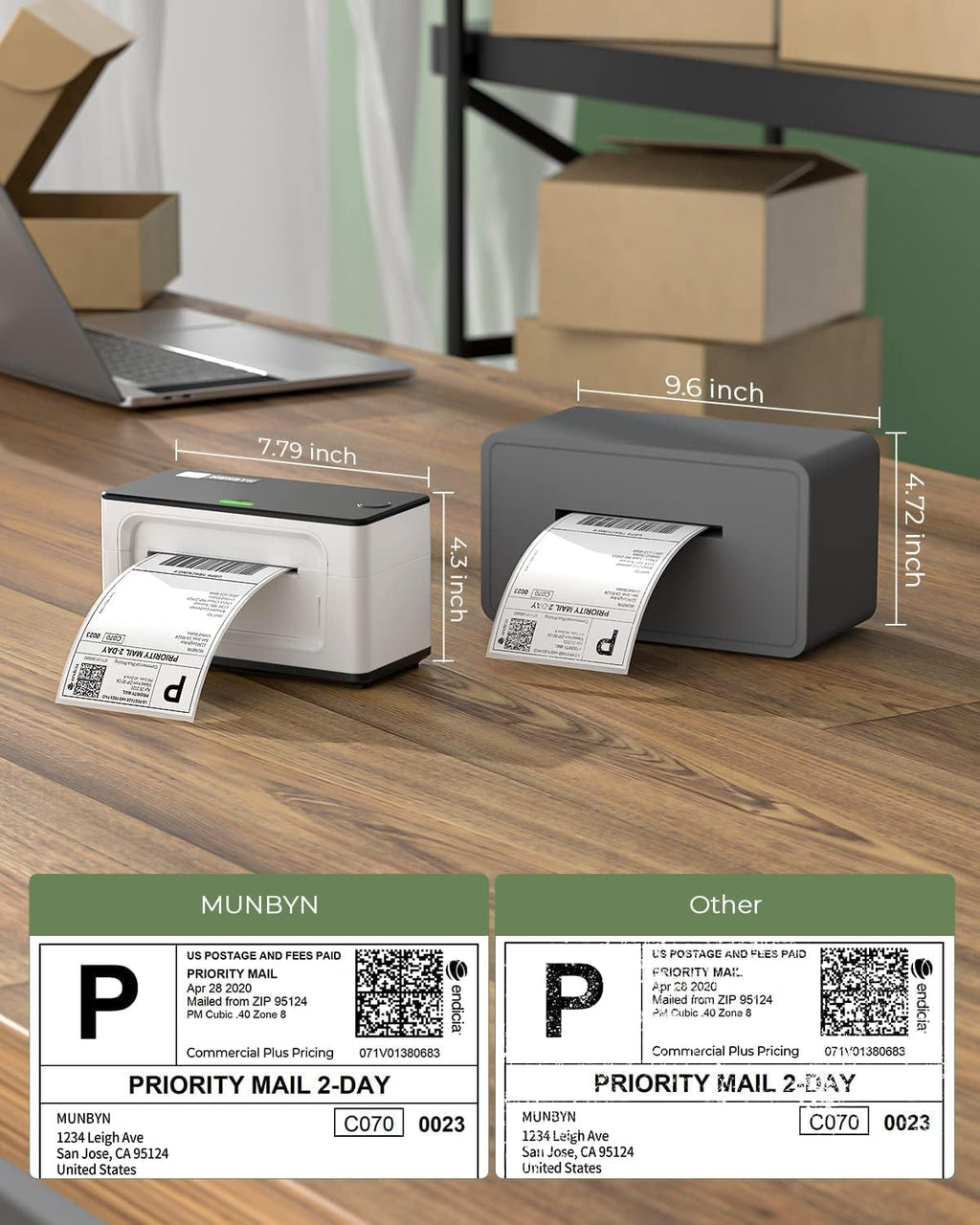 MUNBYN Shipping Label Printer RealWriter 941, 4x6 Thermal Label Printer for Shipment of Packages, Home Shipping Small Business, Compatible with macOS, Windows (USB/USB+Bluetooth)