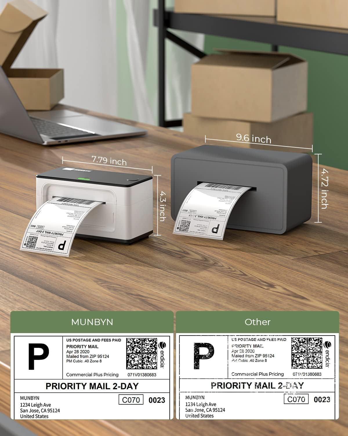 MUNBYN Shipping Label Printer RealWriter 941, 4x6 Thermal Label Printer for Shipment of Packages, Home Shipping Small Business, Compatible with macOS, Windows (USB/USB+Bluetooth)