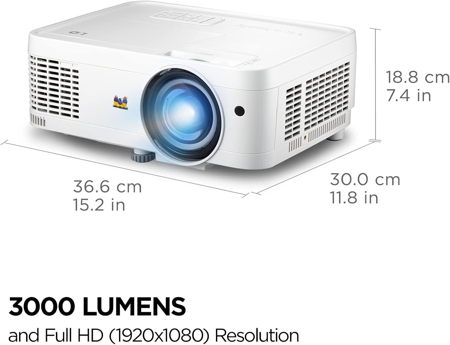 ViewSonic LS560WH 3000 Lumens WXGA Short Throw LED Projector, High Brightness for Business and Education, H/V Keystone and 360-Degree Projection for Easy Setup, and LAN Control Inputs