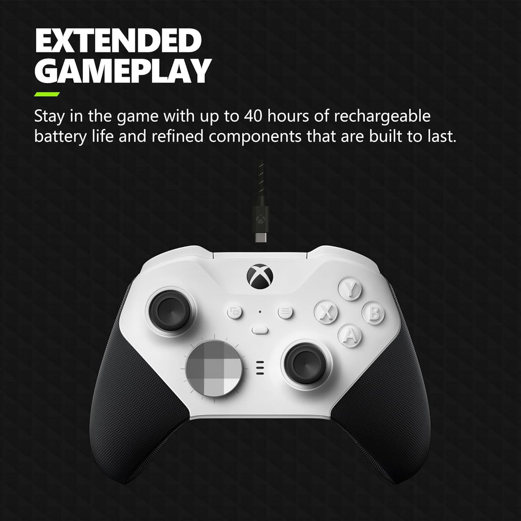 Xbox Wireless Gaming Controller | Elite Series 2 Core | White | Console, PC, and Android | Adjustable Thumbsticks | Trigger Locks