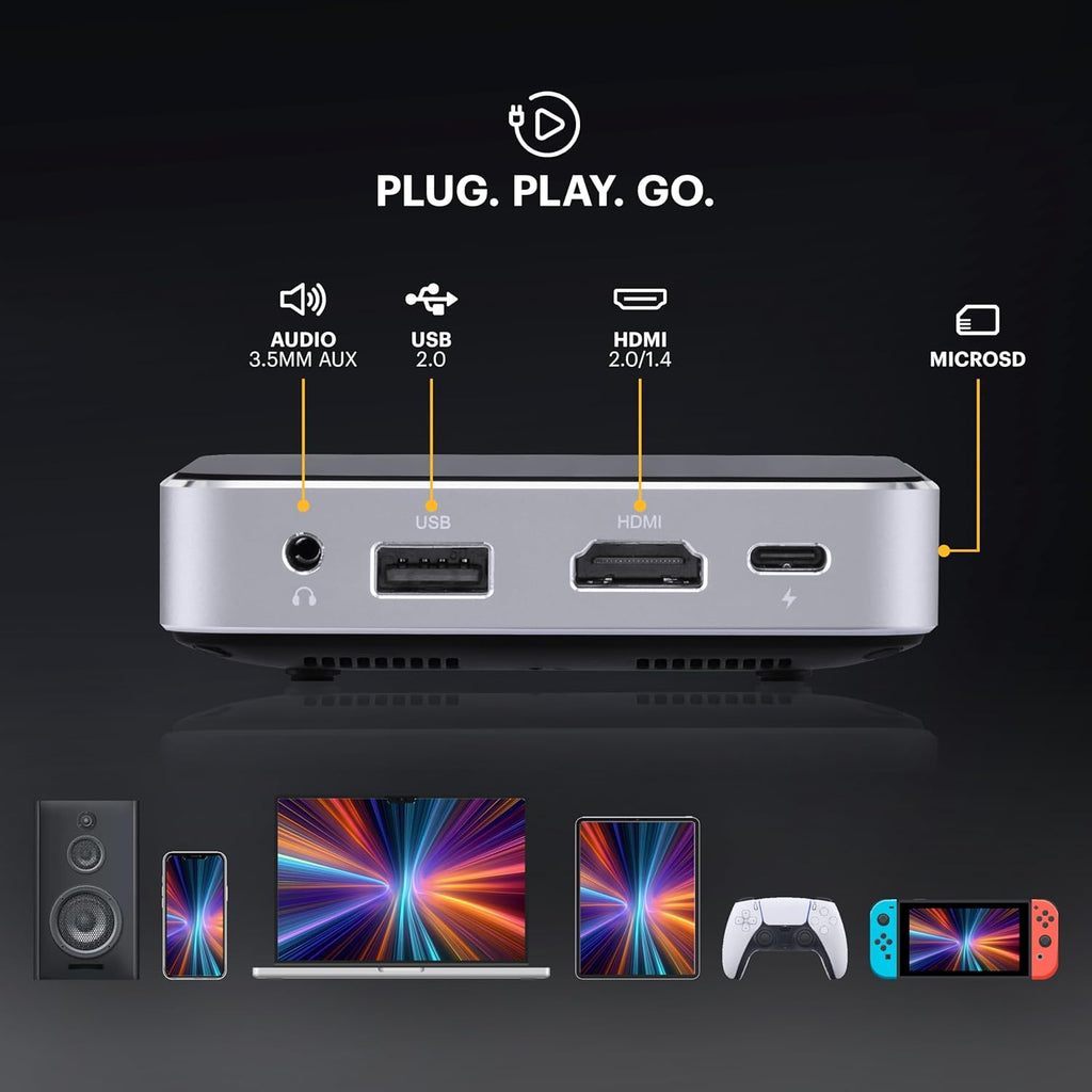 KODAK Luma 75 Mini Pocket Projector - Black, 2-Hour Runtime - 1080p HD DLP Projector - 100-Inch Screen Portable Display - Lightweight Camping Device