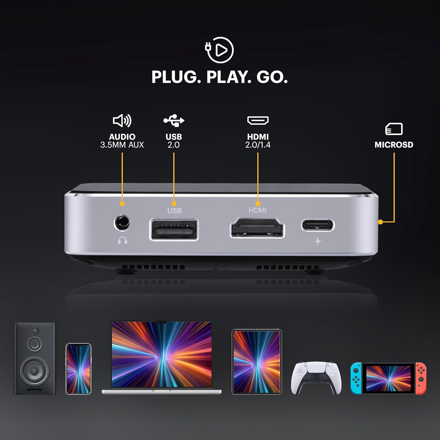 KODAK Luma 75 Mini Pocket Projector - Black, 2-Hour Runtime - 1080p HD DLP Projector - 100-Inch Screen Portable Display - Lightweight Camping Device