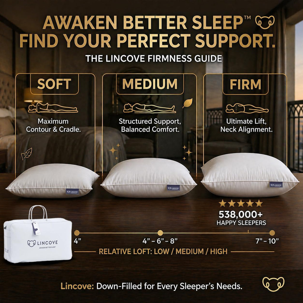 Lincove Cloud Natural Canadian Down Pillow, White Luxury Sleeping Pillow - 625 Fill Power, 500 Thread Count Cotton Shell, Made in Canada, Standard - Medium, 2 Pack