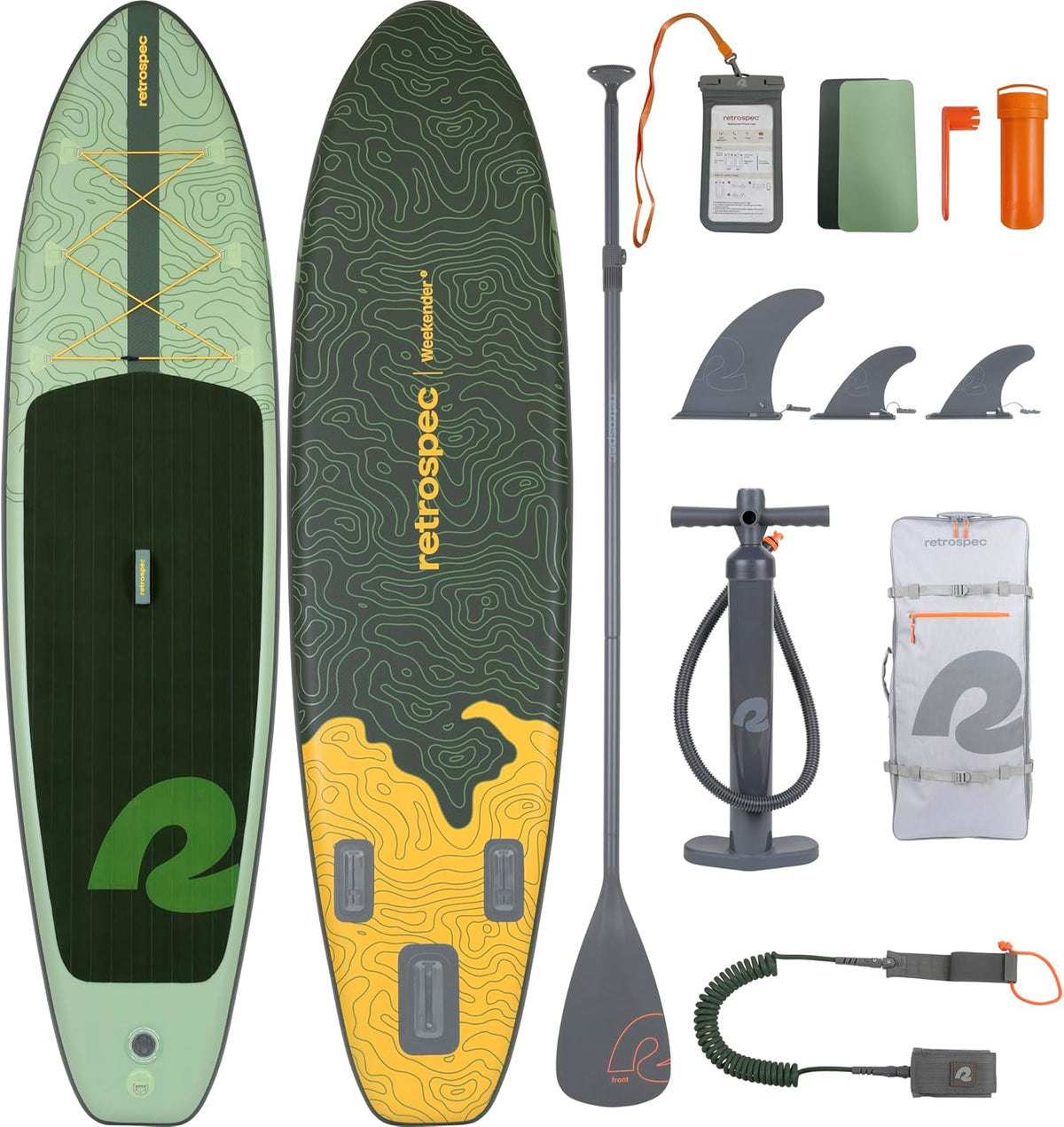 Retrospec Weekender Inflatable Stand Up Paddle Board Includes Paddle, Pump, and Accessories 10'6” Lightweight iSUP, Puncture Resistant Inflatable Paddle Board for Adults