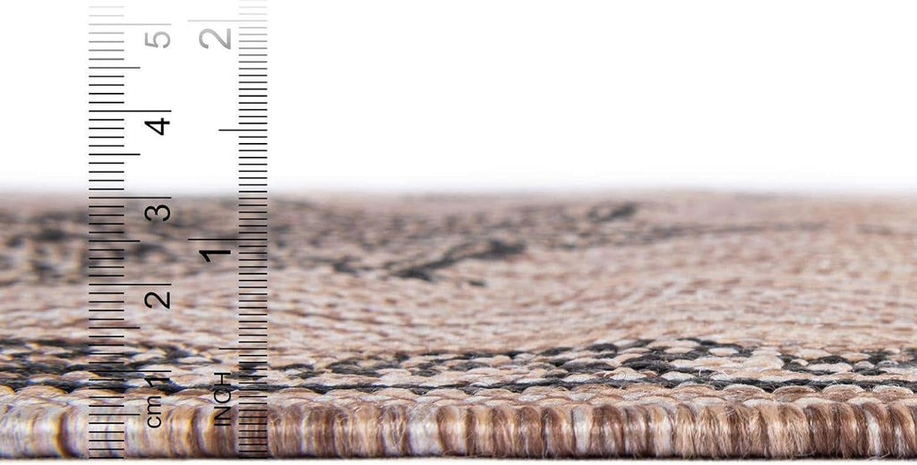Unique Loom Outdoor Traditional Collection Area Rug - Antique (10' Square Beige/Black)