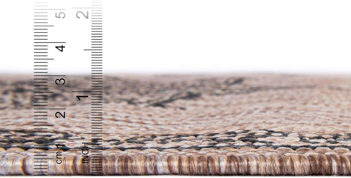 Unique Loom Outdoor Traditional Collection Area Rug - Antique (10' Square Beige/Black)