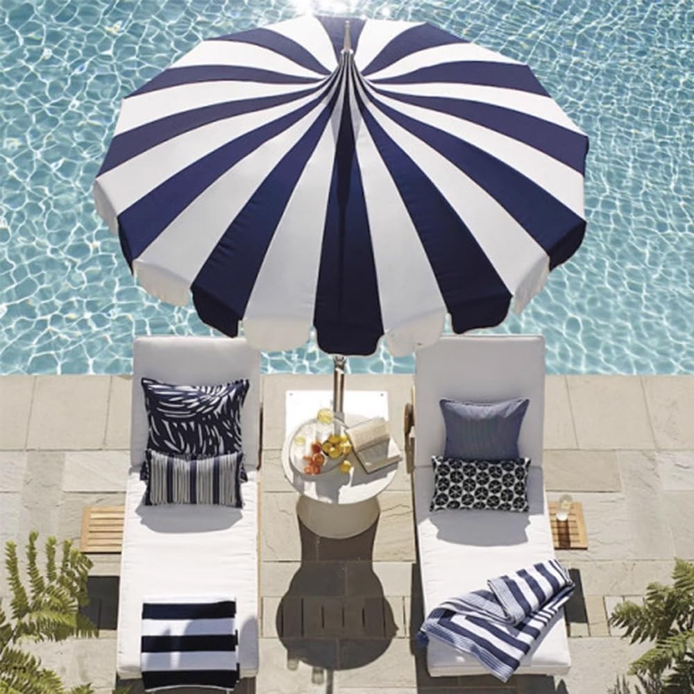8.5ft Pagoda Beach Umbrella Patio Umbrella UPF 50+ Windproof Boho Pool Umbrellas Scalloped For Outdoor Garden Deck Yard(Green white)