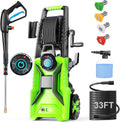Electric Pressure Washer,5000 PSI 3.9GPM Adjustable Pressure,Power Washer Electric Powered with Foam Cannon,4 Nozzle,33FT Hose and Soap Bottle for Home/Cars/Fences (Green)