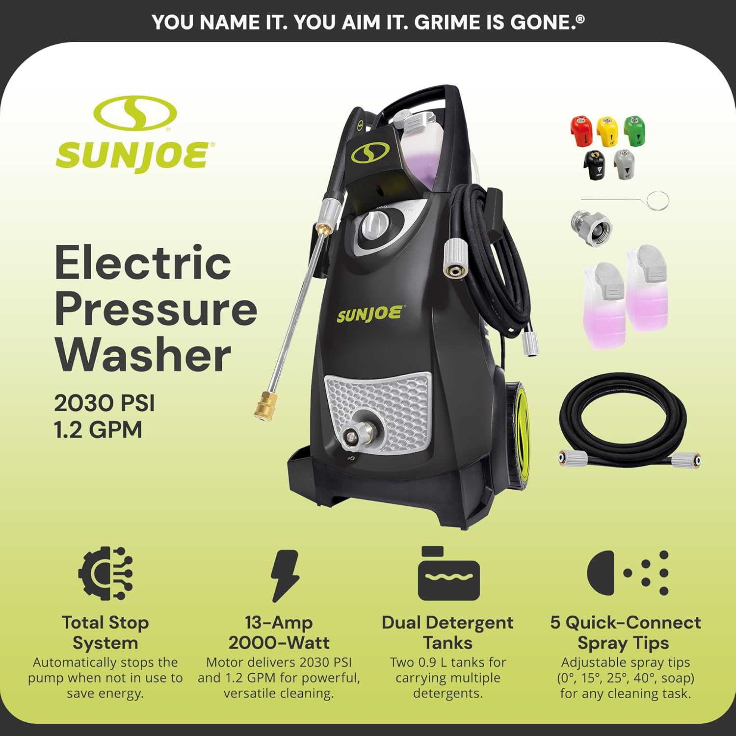 Sun Joe Pressure Washer, Electric Power Washer, Heavy-Duty 2500 Max PSI (2030 PSI PWMA Rated)-Portable Cleaning & Washing Machine System, Patios & Sidewalks, SPX3000