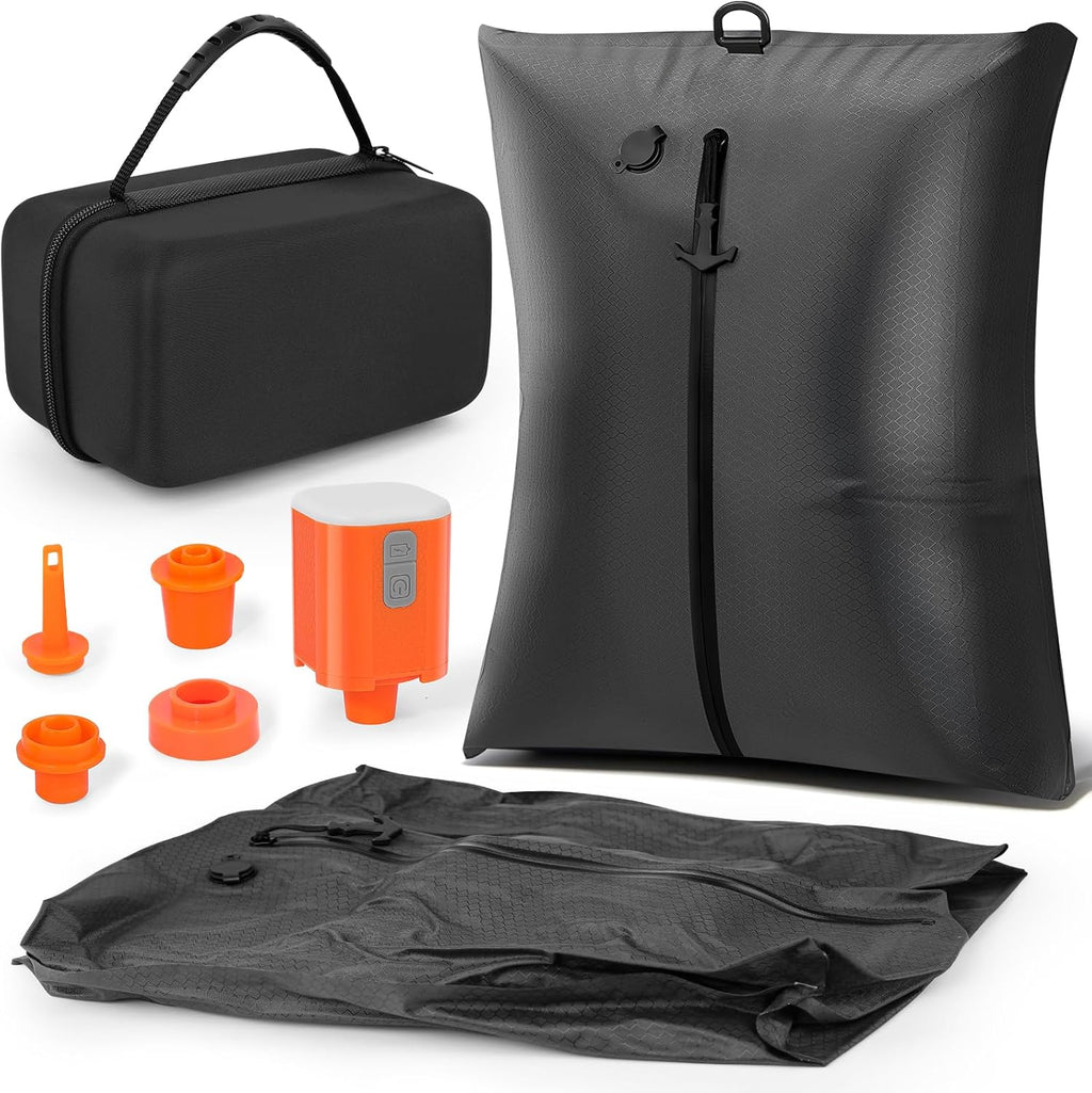 Vacuum Compression Bag with Travel Pump - Waterproof, Reusable, Hard Storage case, Portable Travel Bag Vacuum Bag Kit, Suitable for Camping, Gym, Beach, Moving (Black Bag + Pump)