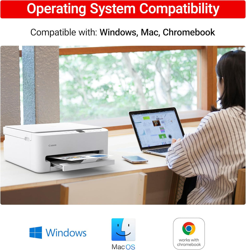 Canon PIXMA TS6520 Wireless Color Inkjet Printer Duplex Printing, White – Home Printer with Copier/Scanner, 1.42” OLED Display, Intuitive Control Panel, Compact Design