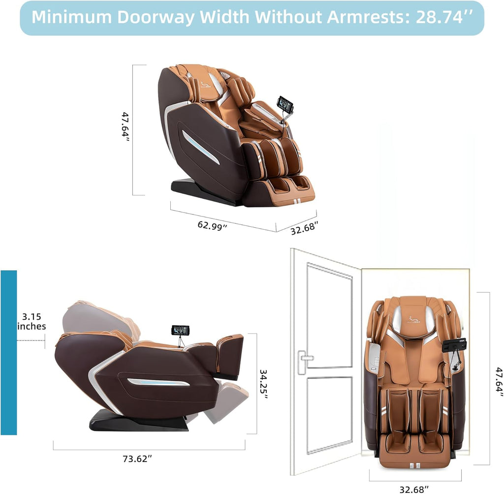 MassaMAX 4D Plus Massage Chair for Big & Tall People Full Body Massage Up to 6'10" & 500 lbs, 59" SL Track, OTA Cloud Upgrade - Never Outdated, APP Control, 27+ Modes, Auto Footrest Extension A580