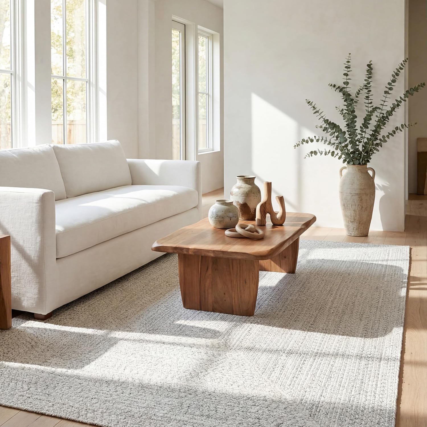 nuLOOM 4' x 6' Solid Hand Braided Indoor/Outdoor Area Rug, Pet-Friendly, High Traffic, Weather Resistant, for Patio, Balcony, Bedroom, Living Room, Dining Room, Wynn Ivory