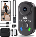 4K Mini Body Camera with 128GB Card,Thumb Action Cam with WiFi, 150° Wearable Hands-Free Chest Recording POV Camera - Magnetic Personal Clip On Camcorder for Cycling/Travel/Outoor/Work (Black)