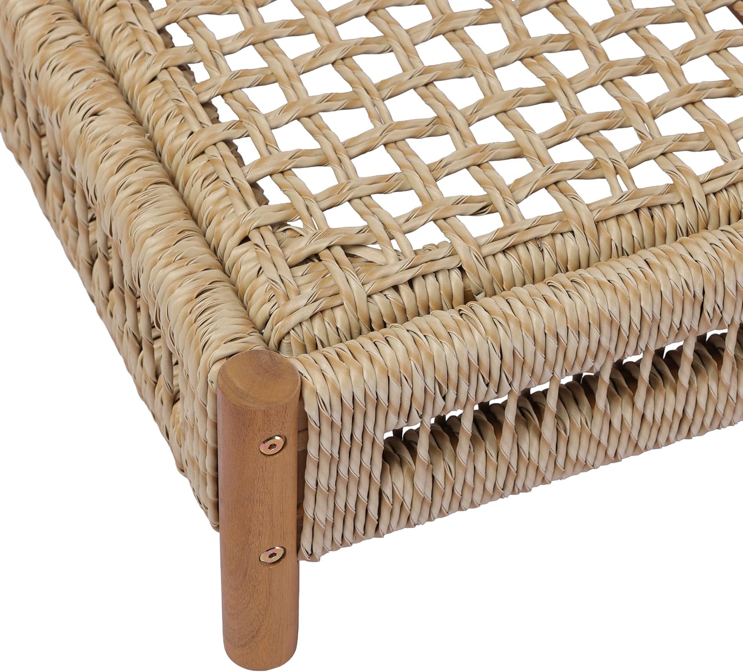 Christopher Knight Home Mercer Acacia Wood Chaise Lounge Chair Outdoor, Poolside Sun Lounger Recliner with Wicker Seat, Patio Outdoor Chaise Lounge, Adjustable Backrest Single Lounge Sofa, Teak+Beige