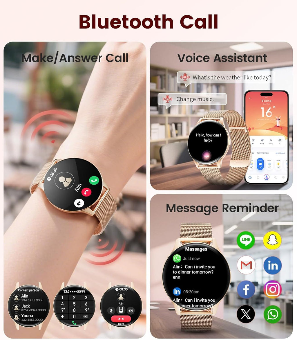LIGE Smart Watch for Women with Make/Answer Call, 1.43'' HD AMOLED Fitness Tracker for Android iOS, Smartwatch with 110+ Sport Modes, IP68 Waterproof